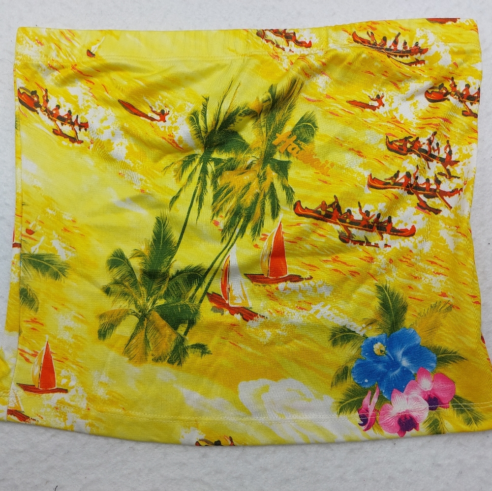 Forever 21 Pencil Mini Skirt Tropical Hawaiian Pattern - Stretch Made in the USA